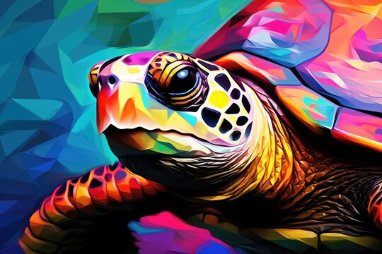 colorful turtle underwater in the sea illustration