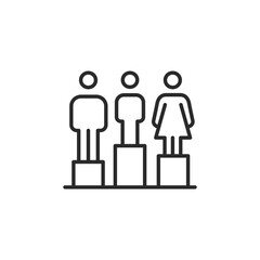 Gender Equality Podium icon. Simple illustration showing equal representation and standing for all genders. Ideal for use in discussions about gender equality and diversity. Vector illustration
