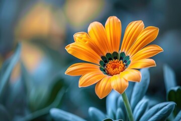 Bright Gazania Flower in a Garden: African Daisy Plant in Yellow and Orange Colors with Nature's