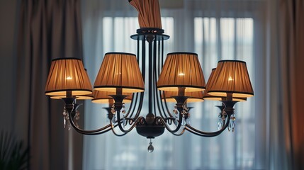 
Envision a retro chandelier adorned with a fabric shade, casting a soft and warm glow reminiscent of bygone eras. 