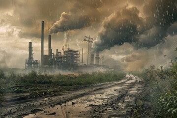 Acid Rain: An Industrial Landscape of Pollution and Carbon Footprint