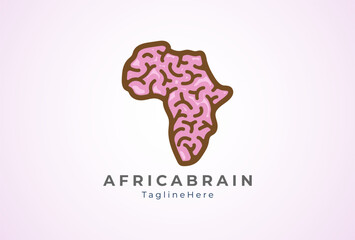 Africa Brain Logo, africa with brain combination, Flat style Logo Design, vector illustration
