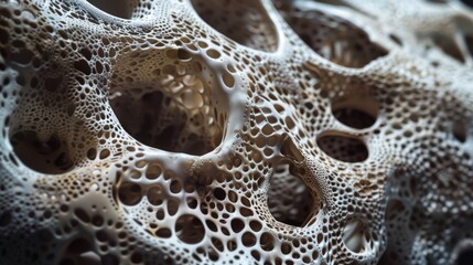 A detailed close up of a rock showing intricate holes and textures - Powered by Adobe