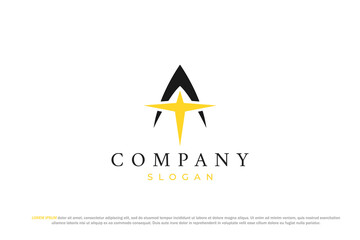 letter a and yellow star logo