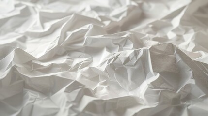 A detailed close-up of a crumpled white paper, showcasing intricate textures and patterns