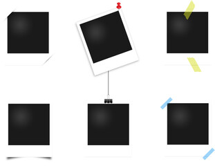 Set of polaroid photo frames. Set of vector photo frames on white background. Vector photo frames