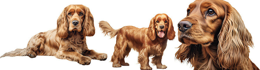 Cocker Spaniel with wavy fur isolated on Transparent Background. AI generative