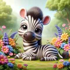 Fototapeta premium Cartoon zebra