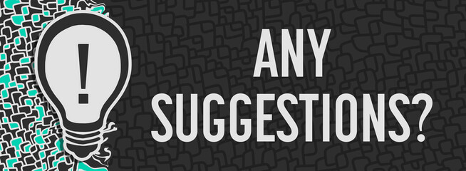 Any Suggestions Bulb Dark Turquoise Grid Text Horizontal 