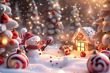 christmas 3d background Merry Christmas and Happy New Year Greeting Holiday Postcard