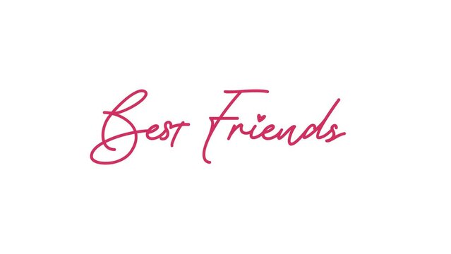Pink BFF or best friends forever on transparent background. 4K Video motion graphic animation