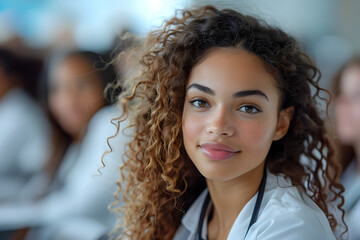 Young Female Doctor in Medical Education Program Pop Colorism Style