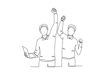 Continuous one line drawing about Colleagues working together and building good communication, Neighbor concept. Trendy one line drawing design vector illustration.