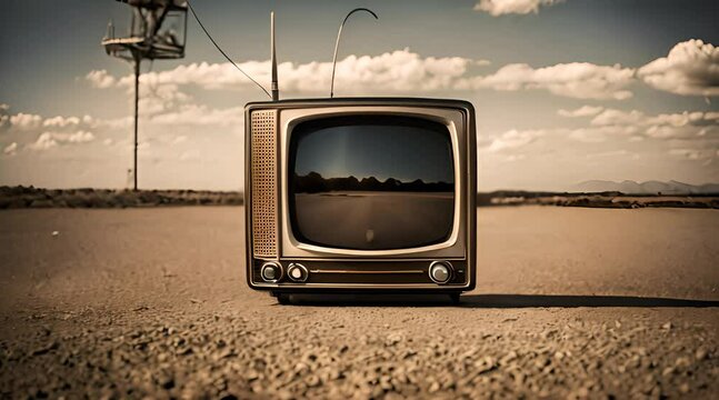 Vintage television for showcasing classic media or retro technology, blending nostalgia with innovation, capturing enduring allure of classic media