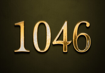 Old gold effect of year 1046 with 3D glossy style Mockup.