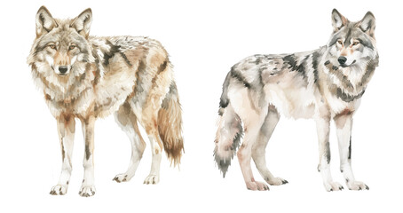 Fototapeta premium Wild grey wolf standing and side view