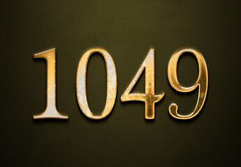 Old gold effect of year 1049 with 3D glossy style Mockup.
