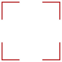 Red Camera Focus Icon Isolated on White. Can be used as a Border or Frame.