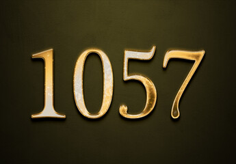 Old gold effect of year 1057 with 3D glossy style Mockup.