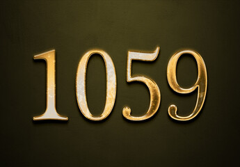 Old gold effect of year 1059 with 3D glossy style Mockup.