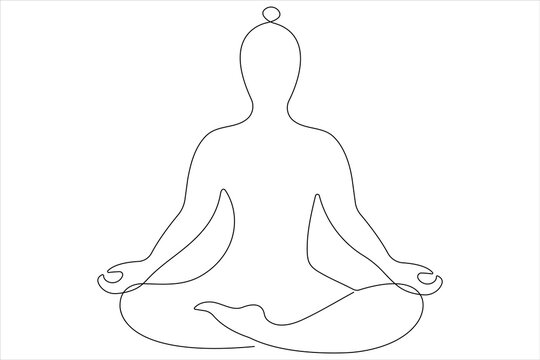 recommend clip art:  Continuous one line art drawing of man doing exercise in yoga pose outline vector illustration