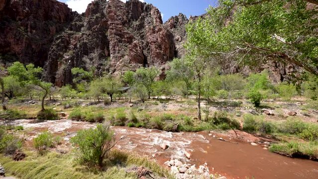 Bright Angel Creek with sound of river water flowing down to the Colorado River
