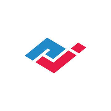 recommend clip art: letter rj simple linked colorful geometric logo vector