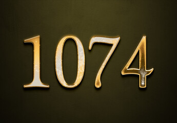 Old gold effect of year 1074 with 3D glossy style Mockup.