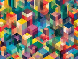 Obraz premium Hypercubetessaract 4D projection patterns, seamless background.