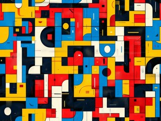 Bold color block letters seamlessly repeating across the design to form repeating words, logos or messages through the geometry of type