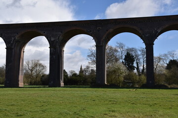 the arches of the harringworth viaduct (or welland viaduct) one of the longest railway viaducts across a valley in the uk