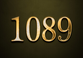 Old gold effect of year 1089 with 3D glossy style Mockup.