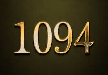 Old gold effect of year 1094 with 3D glossy style Mockup.