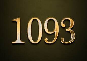 Old gold effect of year 1093 with 3D glossy style Mockup.