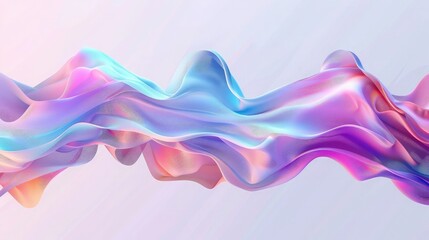 Abstract Wave Liquid Shape. Colorful 3d Flow Design, Trendy Rainbow Gradient in Pastel Colors for Wave Poster, Flyer, ModernIllustration, Creative Wave Template with Rainbow Fluid Elements.