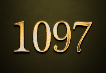 Old gold effect of year 1097 with 3D glossy style Mockup.