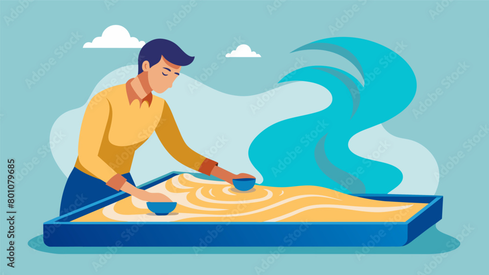Poster a the uses a sand tray to mimic the ebb and flow of waves allowing clients to process their emotions