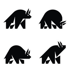 Set of Bull Logo. Icon design. Template elements