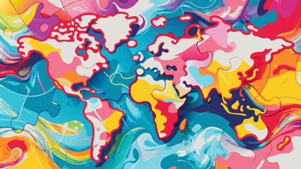 Fototapeta premium Vibrant Abstract Colorful Artwork with Fluid Shapes and Splashes