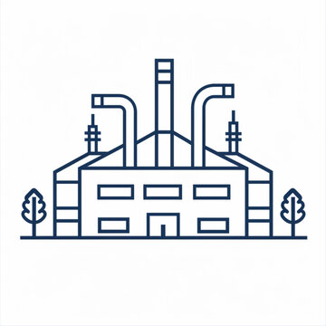 blue factory building outline clip art preview