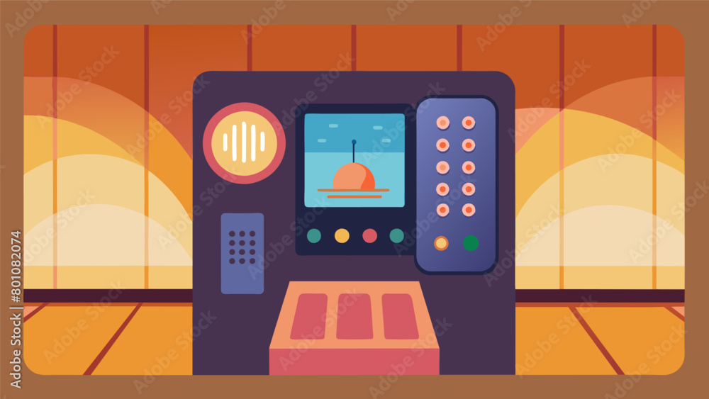 Poster the remote control panel of the infrared sauna allows someone with sad to adjust the temperature and