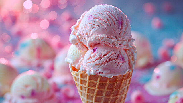 rellenar un cucurucho con deliciosas bolas de helado, encarnando la esencia del placer veraniego. 