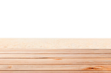 wood floor for empty sand beach with transparent part, png file