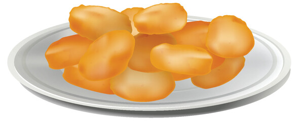 Realistic bread rolls served on a silver plate.