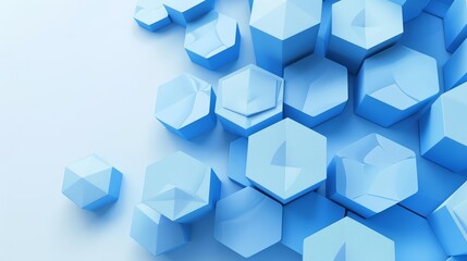 Let the spirit of exploration lead you to Abstract blue geometric hexagon shapes on a white background, Sharpen banner background concept 3D with copy space