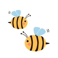 Bee cartoon sign logo isolated on white background vector.