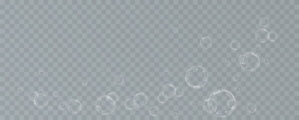 Realistic soap bubbles.Flying bubbles on a transparent background.	