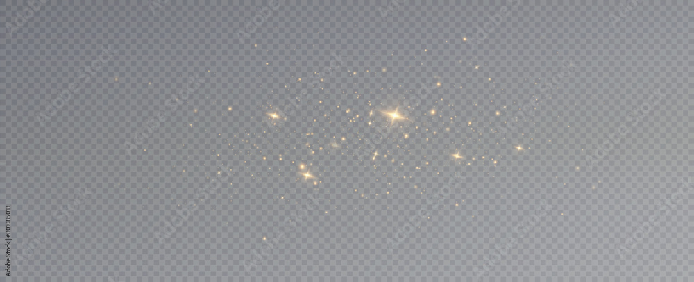 Poster golden sequins glow with many lights. glittering dust. luxurious background of golden particles.