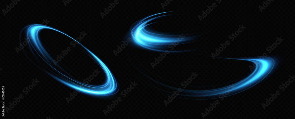 Leinwandbilder abstract light lines of movement and speed in blue. neon lines of blue speed. dynamic traces of ligh