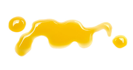 Puddle of orange juice isolated on white background, clipping path, top view